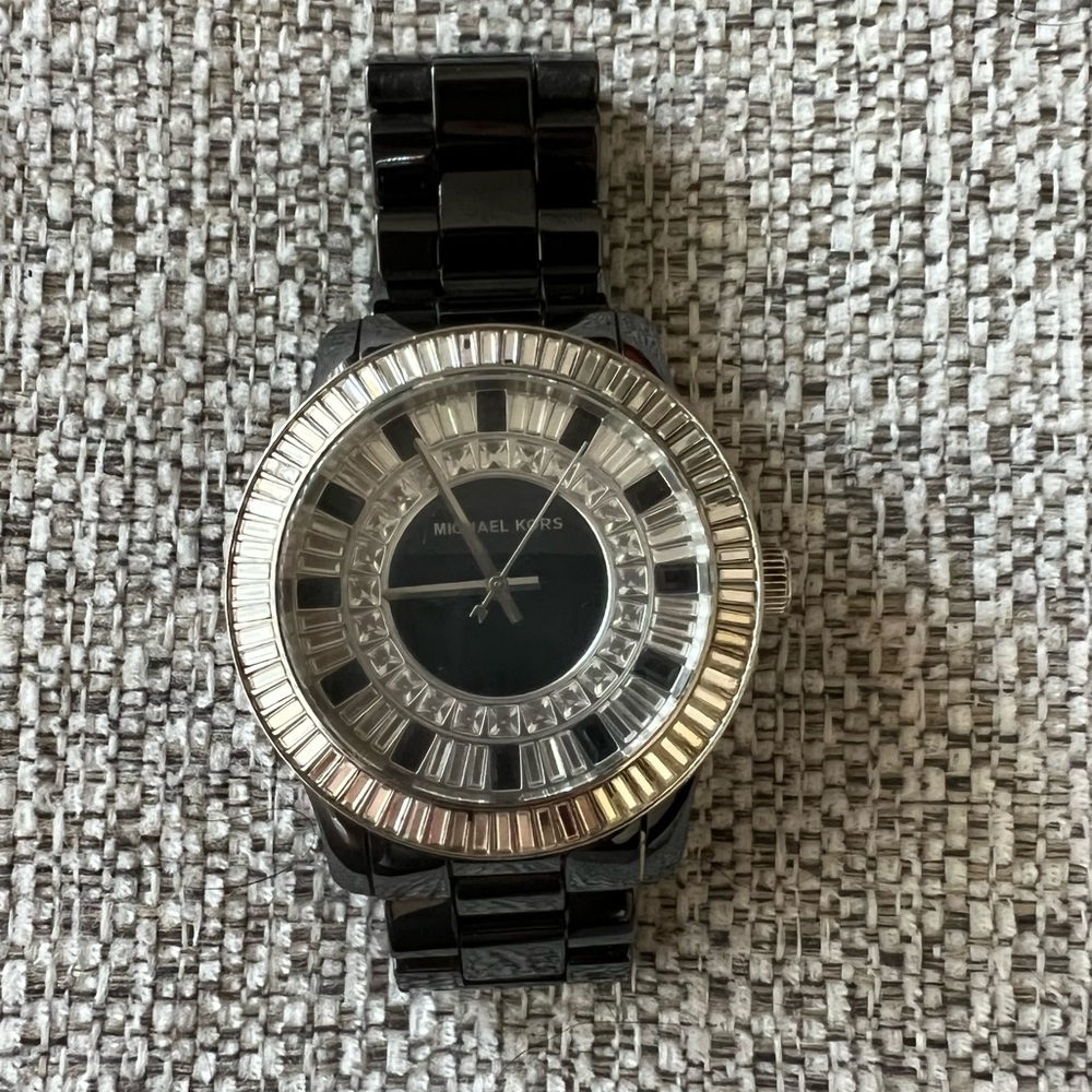 Michael Kors Baguette Crystal Black Ceramic Watch MK5362